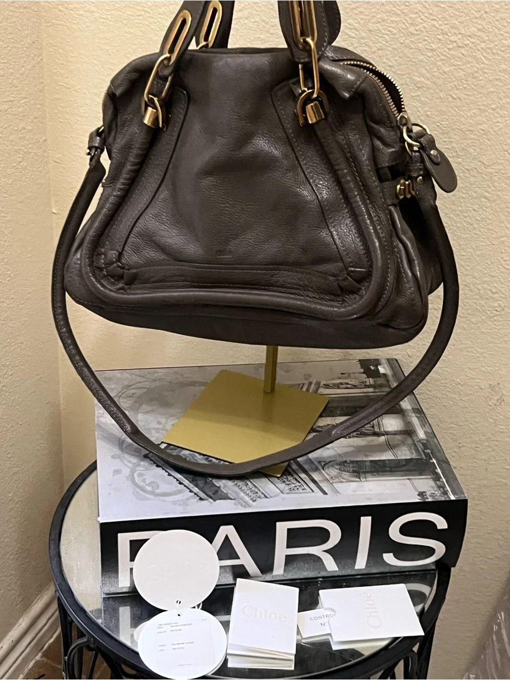 Chloe Brown Leather Satchel with Gold-Tone Hardware